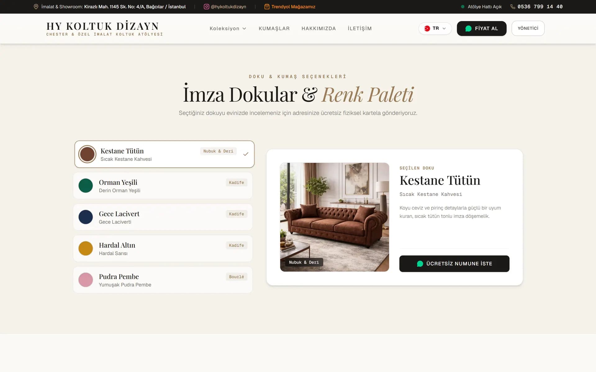 HY Koltuk Dizayn: Doku ve renk paleti seçimi