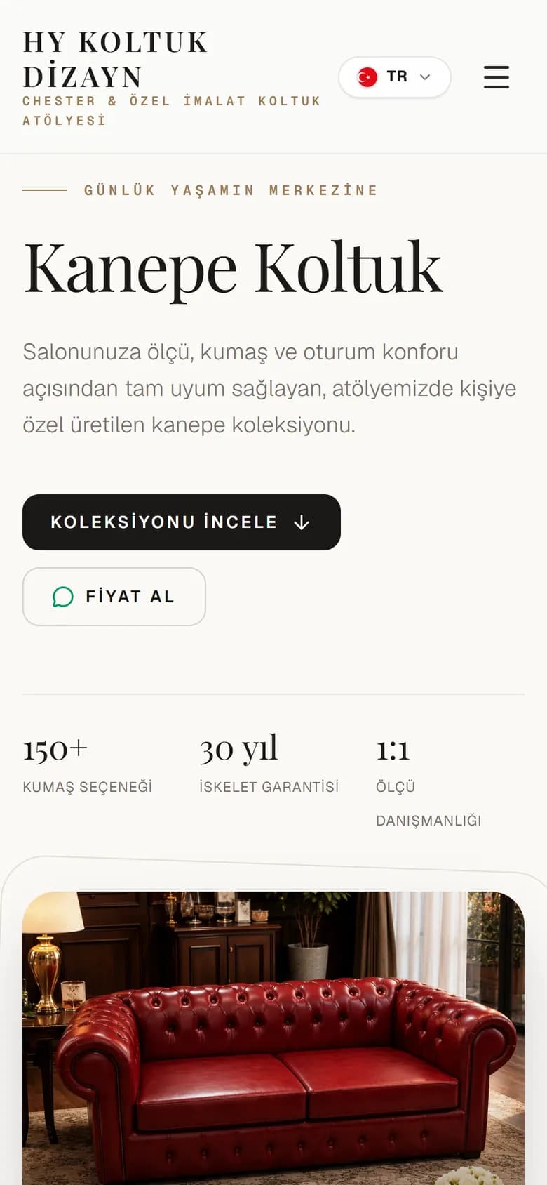 HY Koltuk Dizayn: Kategori sayfası, mobil