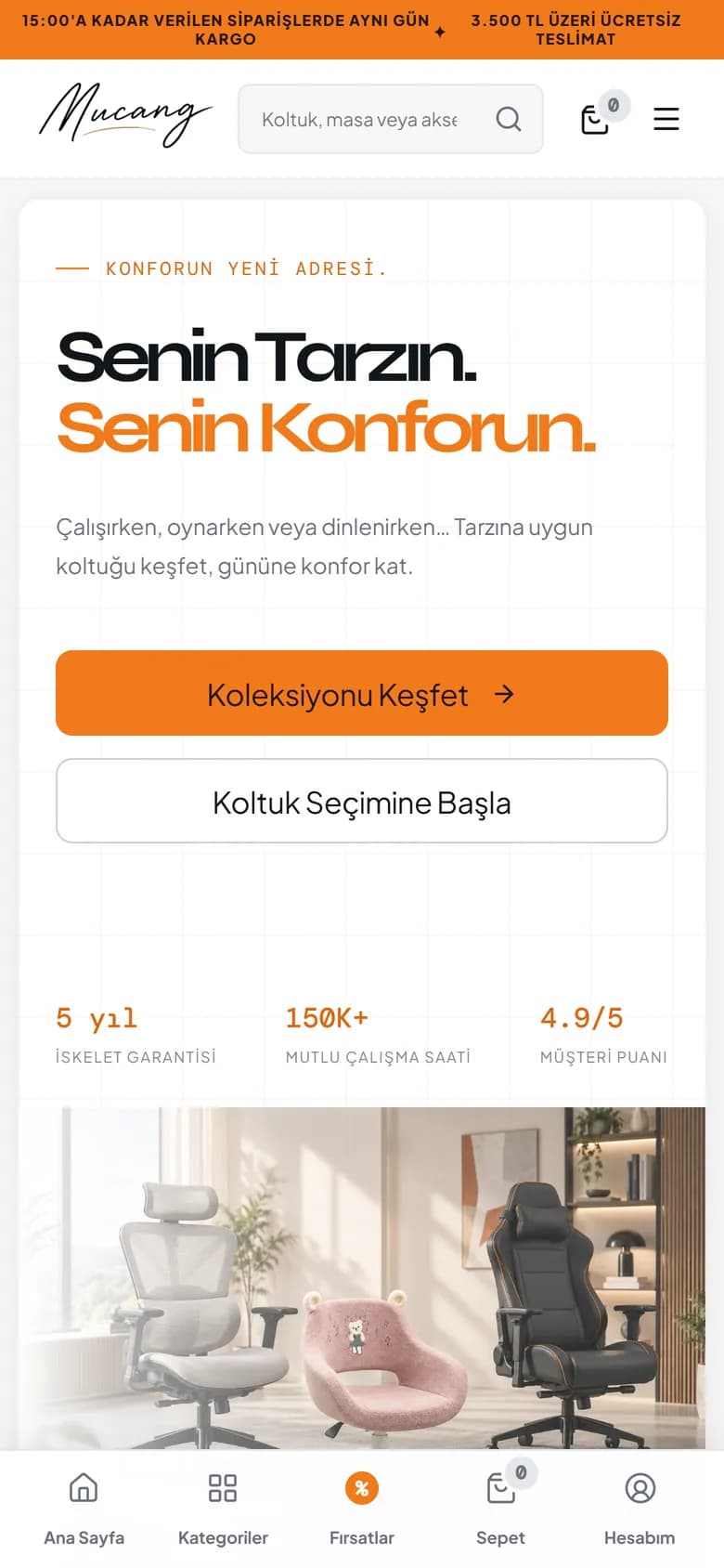 Mucang: ana sayfa, mobil görünüm