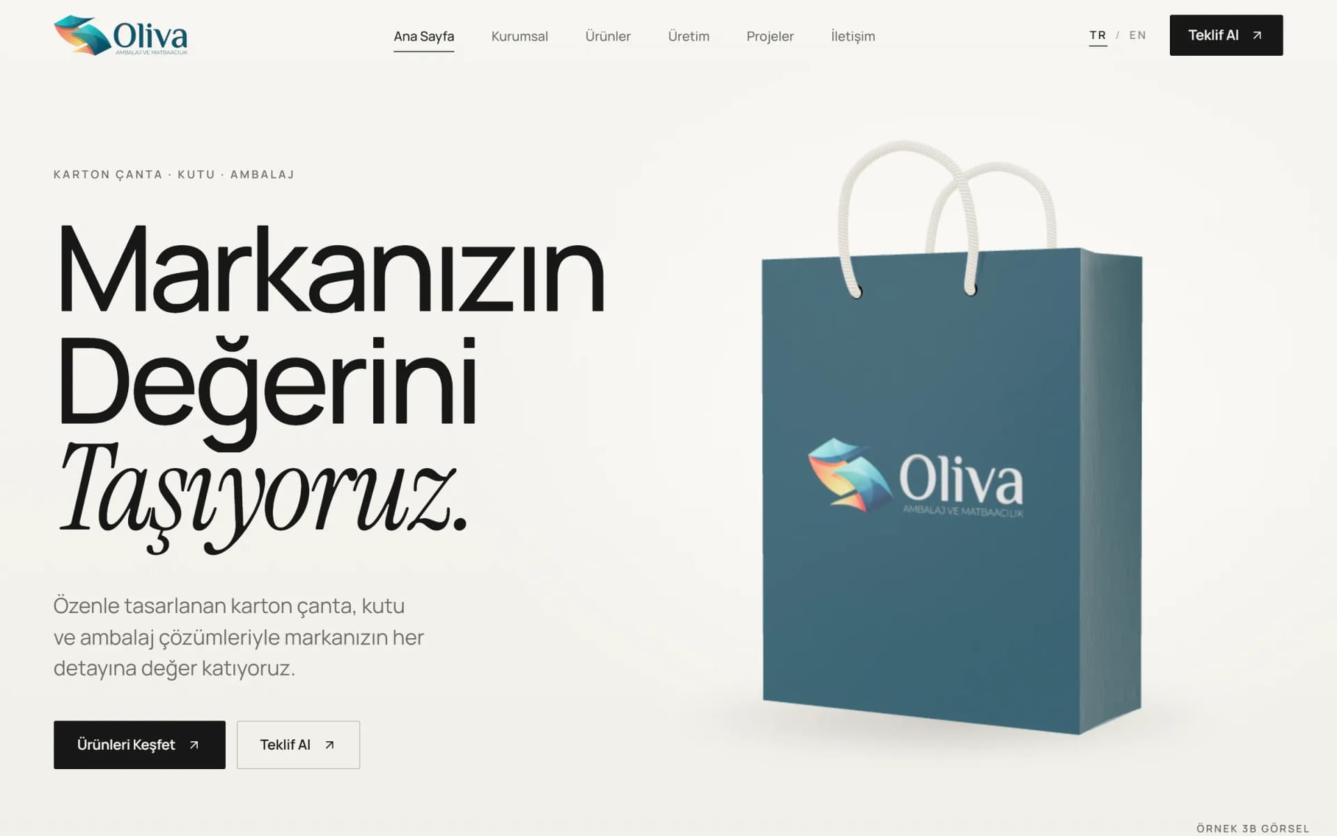 Oliva Packing: ana sayfa, masaüstü görünüm