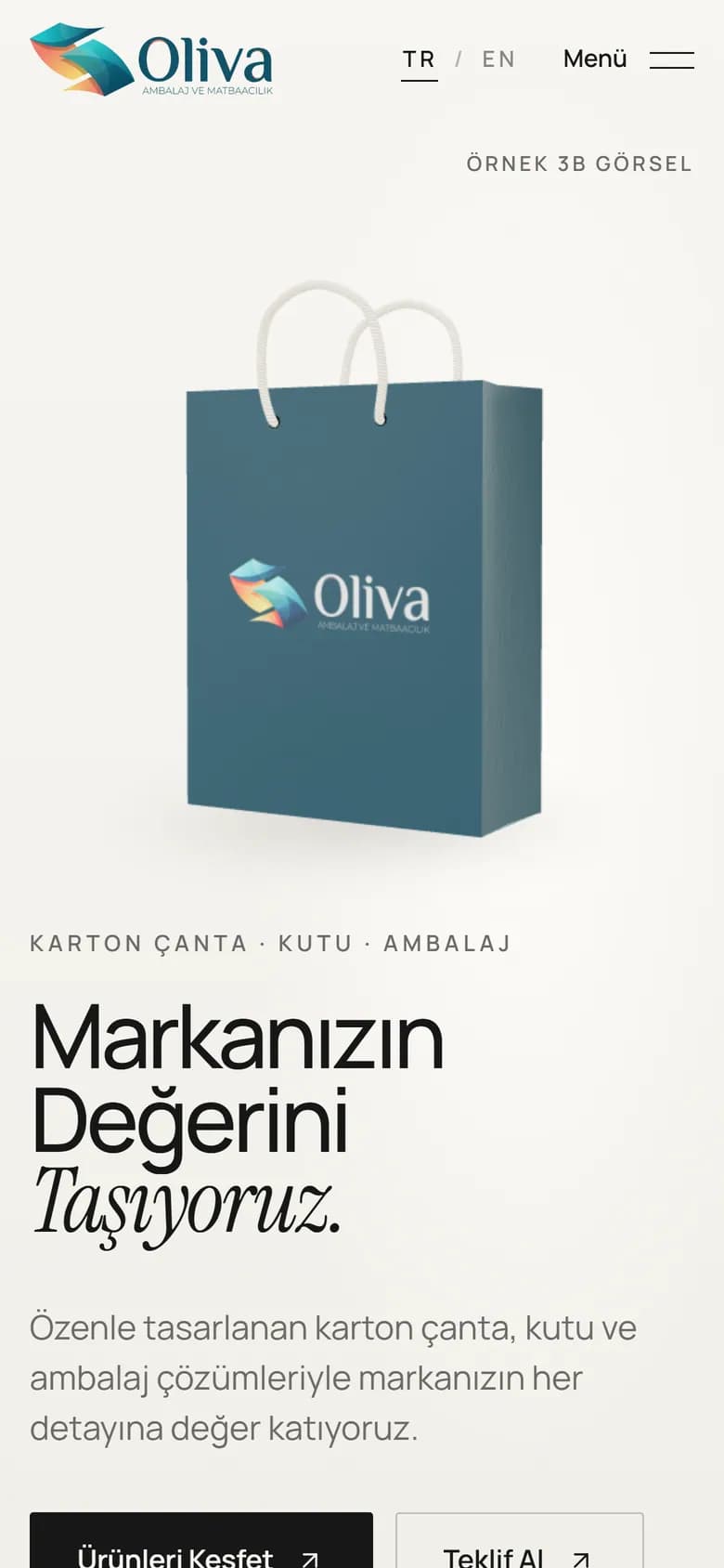 Oliva Packing: ana sayfa, mobil görünüm